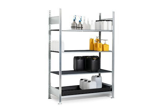 DENIOS Gefahrstoffregal GKG 1360 pro, PE-Gitterroste, 1360 x 637 x 2000, Grundfeld, 273923