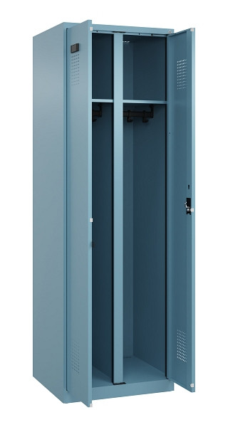 C+P Schwarz-Weiß-Spind Evolo PLUS, 2 Abteile, 1850x600x500mm, 0010/0010, Zylinderschloss, 049002-20 S10048