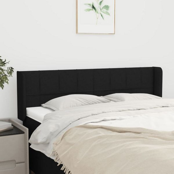 vidaXL Kopfteil mit Ohren Schwarz 147x16x78/88 cm Stoff, 3118768