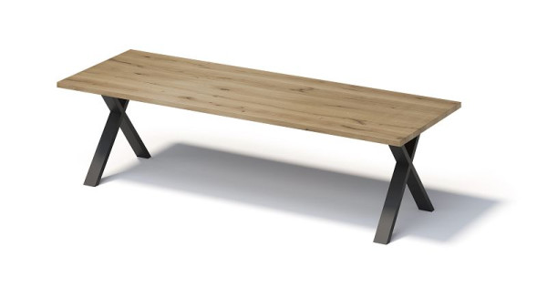 Bisley Fortis Table Regular, 2800 x 1000 mm, gerade Kante, geölte Oberfläche, X-Gestell, Oberfläche: natürlich / Gestellfarbe: schwarz, F2810XP333