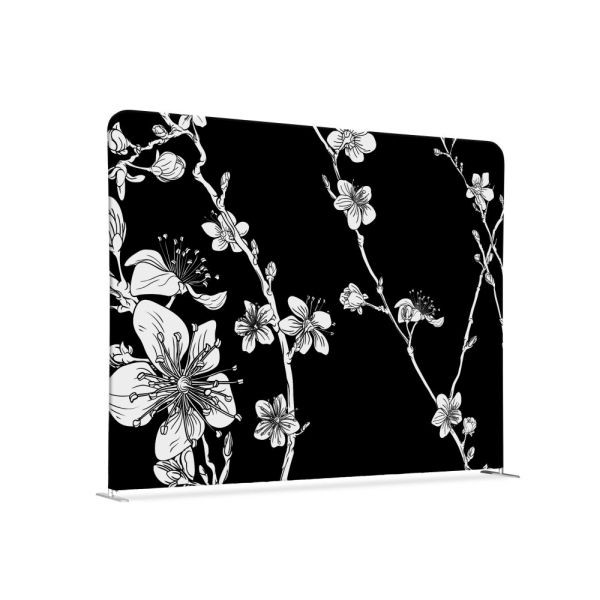 Showdown Displays Textil Raumteiler 200-150 Doppel Abstrakte Japanische Kirschblüte Schwarz, ZWS200-150SSK-DSI7