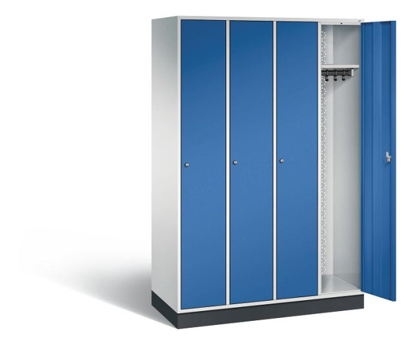 C+P Garderobenschrank Intro, H1950xB1220xT490mm, Farbe: Lichtgrau / Enzianblau, 8170-401 S10005