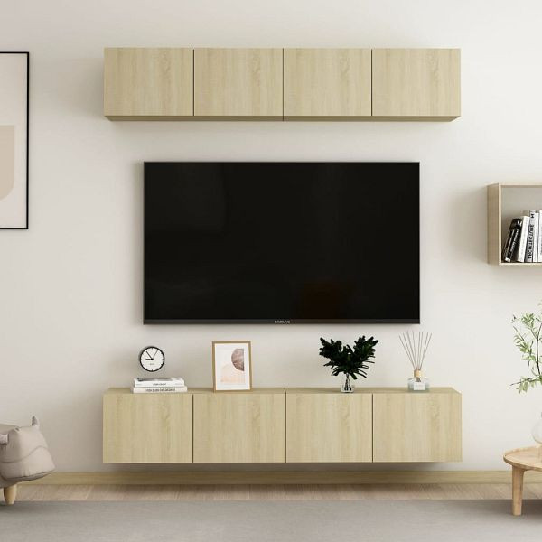 vidaXL TV-Schränke 4 Stück Sonoma-Eiche 80x30x30 cm Holzwerkstoff, 3078955