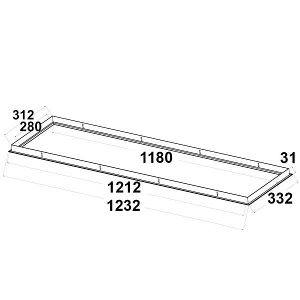 ISOLED Einbaurahmen weiß RAL 9016 für LED Panel 300x1200, 114611