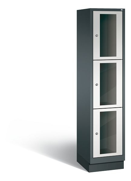 C+P Schließfachschrank Classic, 3 Fächer, H1800xB420xT500 mm, Anthrazit/Grau, 8020A123 S10021