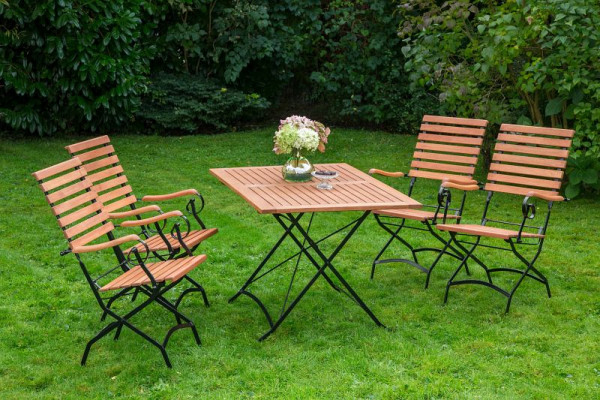 Merxx Schlossgarten Set 5-teilig, 4 Schlossgarten Klappsessel mit hoher Lehne, 1 Schlossgarten Klapptisch, 120 x 80 cm, 50162-217