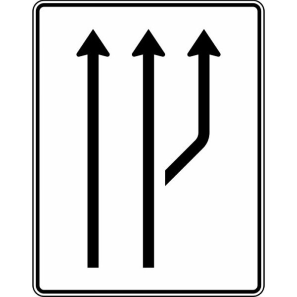 Stein HGS Aufweitungstafel ohne Gegenverkehr, 2-streifig plus Fahrstreifen rechts Nr. 541-21, RA2/Flachform 3mm, ohne Entfernungsangabe, 1600x1250mm, 541-21-123