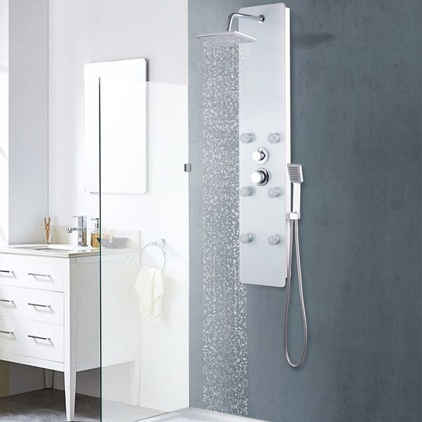 vidaXL Duschpaneel Glas 25×44,6×130 cm Weiß, 142992