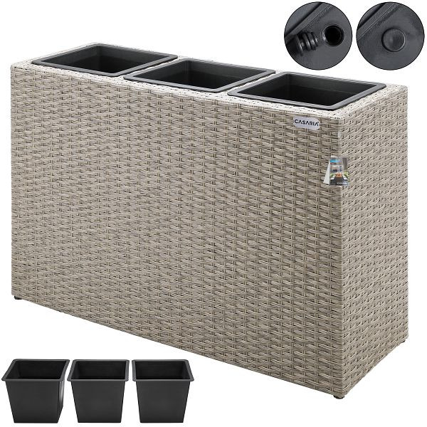 casaria Polyrattan Blumentopf Creme 83x30,5x60cm, 106641