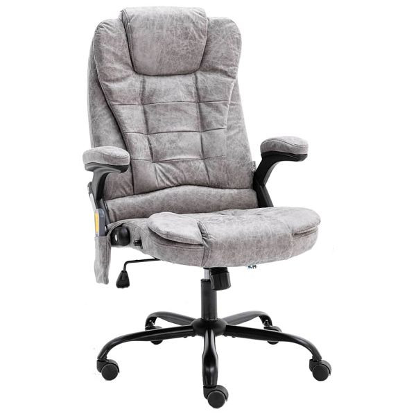 vidaXL Bürostuhl mit Massagefunktion Hellgrau Wildleder-Optik, 20578