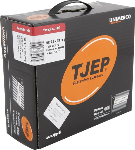 TJEP GR31/98 Rillennagel feuerverzinkt, D-Kopf Maxi-Box 1.800 Stück, GR Nägel, 834098