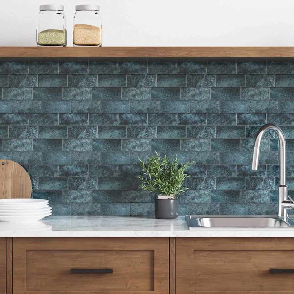 vidaXL U-Bahn-Fliese 50 pcs Blaugrün 29.4 x 21.4 cm, 42021241