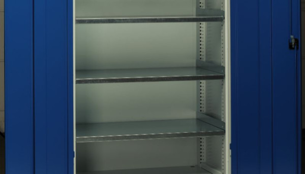 KLW Fachboden Stahlblech, verzinkt B 1016xT 611xH 50mm, inkl. 2x Auflagewinkel, 2x Versteifung, Tragkraft 200 kg, für 7FS-PP/7FW-PP, FB50Z02-1016-611-200