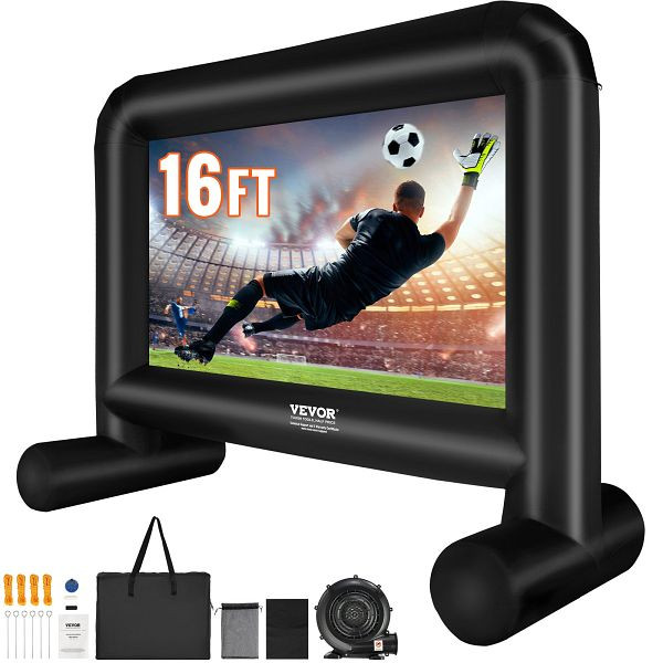 VEVOR Aufblasbare Projektion Beamer Leinwand aus PVC 254 cm 1080P, 4K, 3D, HDR Outdoor Indoor Tragbare 16:9, TYPM20CQSCQSRCERLV2