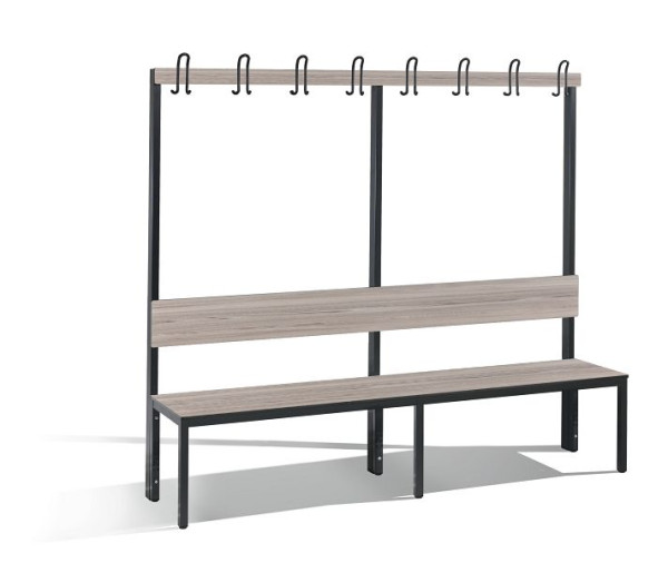 C+P Garderobenbank mit Rückenlehne, Basic Plus, H1650xB1960xT407mm, 8062-100 S10003
