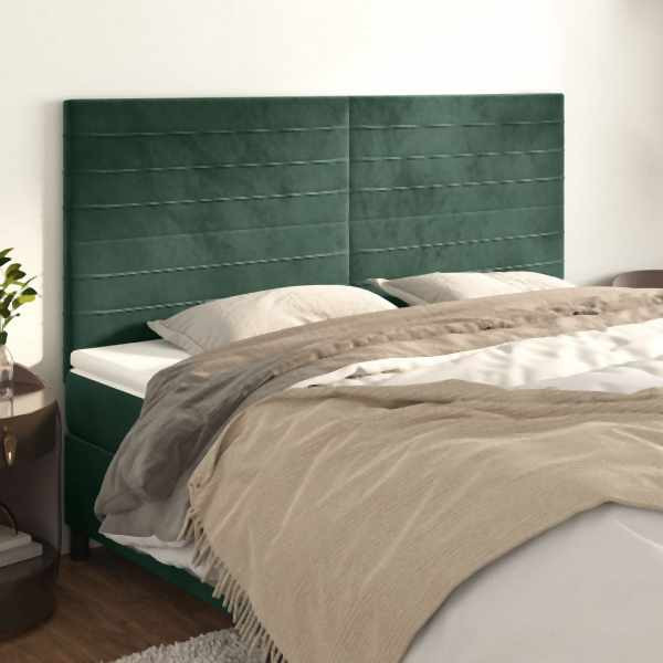 vidaXL Kopfteile 4 Stück Dunkelgrün 100x5x78/88 cm Samt, 3116541