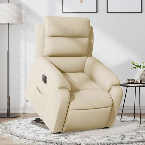 vidaXL Relaxsessel mit Aufstehhilfe Elektrisch Creme Stoff, 3205013