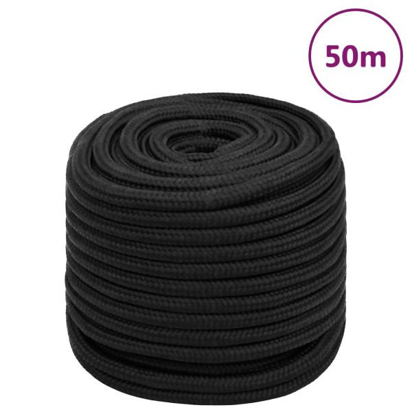 vidaXL Bootsseil Schwarz 16 mm 50 m Polypropylen, 152520