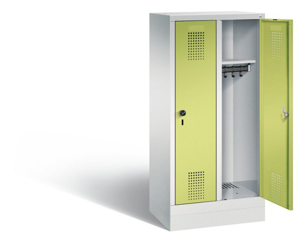 C+P Kindergarten-Spind Evolo, H1300xB610xT300mm, Farbe: Lichtgrau / Viridingrün, 480203-20 S10056