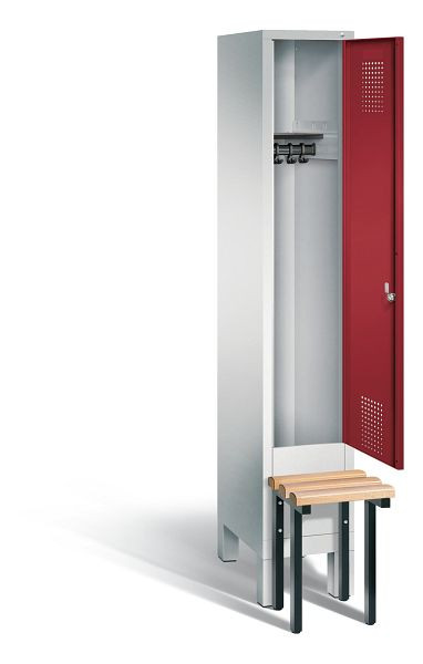 C+P Garderobenschrank Evolo, H1850xB320xT815mm, Farbe: Lichtgrau / Rubinrot, 48030-10 S10018