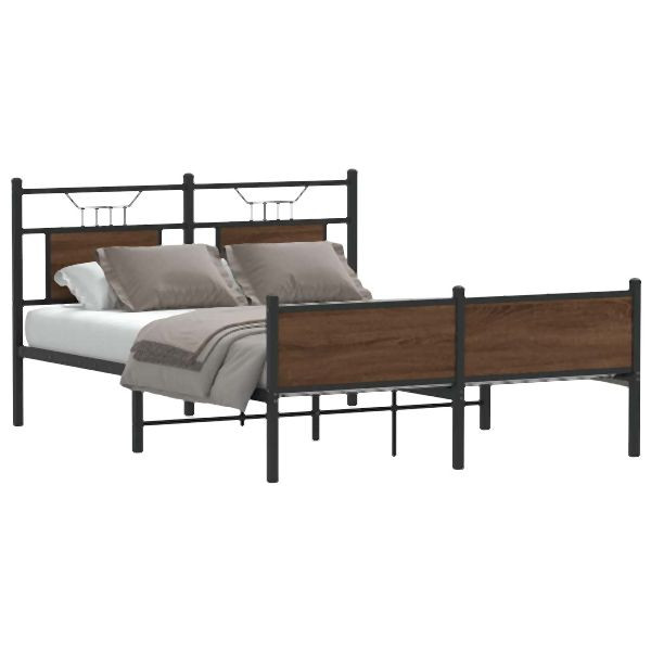 vidaXL Bettgestell ohne Matratze Braun Eiche 150x200 cm Holzwerkstoff, 4107036