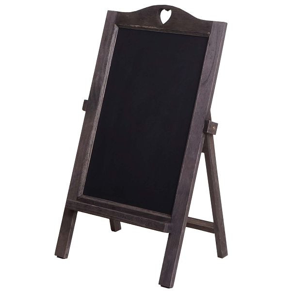 Mendler Werbetafel HWC-E51, Aufsteller Kreidetafel, 66x37x27cm Shabby-Look Vintage, grau-braun, 94487