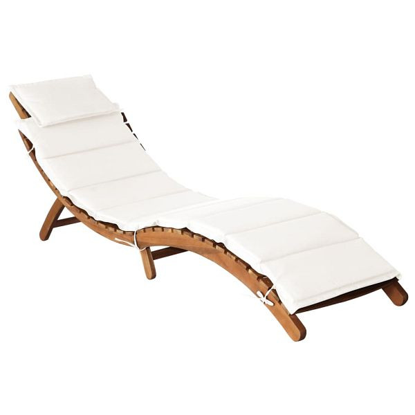 vidaXL Sonnenliege mit Auflage Massivholz Akazie Creme, 46652