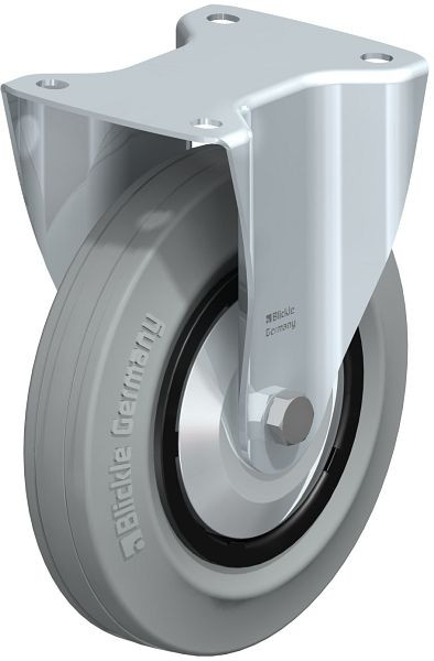 Blickle B-VPP 200R-SG-FA Stahlblech-Bockrolle mit Anschraubplatte, Vollgummi, Schwarz, 39271