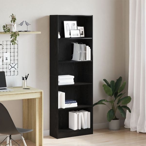 vidaXL Schwarzer Eichenbuchregal - 60x24x176 cm, 862468