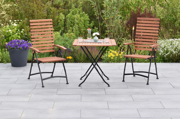 Merxx Schlossgarten Set 3-teilig, 2 Schlossgarten Klappsessel, Rückenlehne 5-fach verstellbar, 1 Schlossgarten Klapptisch, 75 x 75 cm, 50784-217
