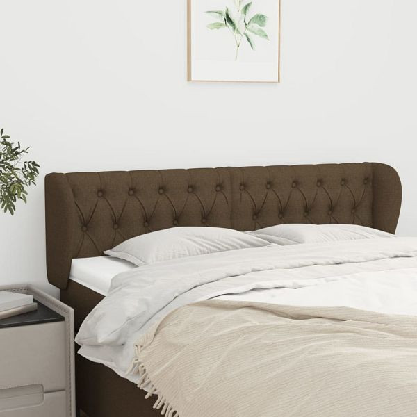 vidaXL Kopfteil mit Ohren Dunkelbraun 147x23x78/88 cm Stoff, 3117481