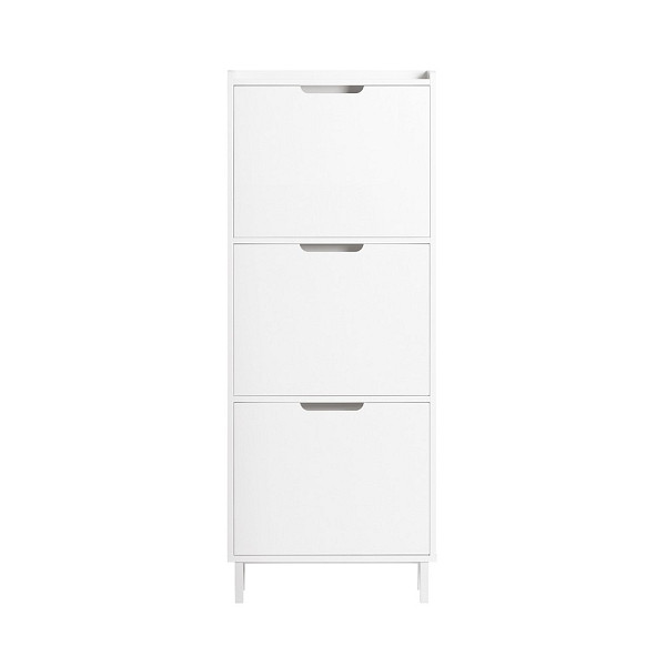 SoBuy Schuhschrank mit 4 Türen Weiß 50x47x129 cm, Modern, FSR151-H-W