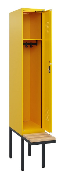 C+P Spind Evolo PLUS, 1 Abteil, 1950x300x815mm, 1023/1023, Zylinderschloss, Sitzfläche Holz, 0490405-10 S10049