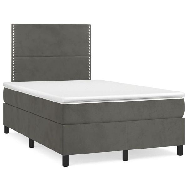 vidaXL Boxspringbett mit Matratze & LED Dunkelgrau 120x190 cm Samt, 3270306