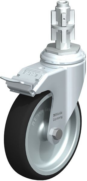 Blickle LKRA-PATH 126G-11-FI-E14 Apparate-Lenkrolle mit Rückenloch & Feststeller, Thermoplastisches Polyurethan, Grau, 848842