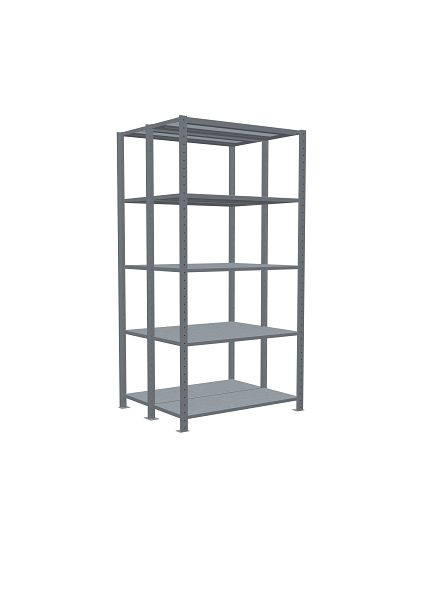 Schulte Grundregal, Steck-Doppelregal MULTIplus250, 2000 x 1000 x (2x400) mm, 2x5 Fachböden, Längenriegel, verzinkt, 17940