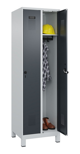 C+P Spind Evolo PLUS, mit Füßen, 2 Abteile, 1950x600x500mm, 7035/7016, Verschluss Drehriegel, Ablageböden 2, 049010-20 S10012