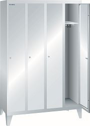 LISTA Garderobenschrank (BxTxH) 1200x500x1850mm 4 Abteile, glatte Tür, Farbe: Lichtgrau, Zylinderschloss, 94.453.020