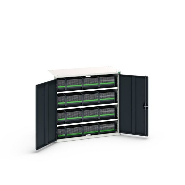bott verso Magazinschrank, mit 3 Fachböden und 16 bottBoxen, BxTxH: 1050x550x1000mm, Anthrazitgrau, 16926559.19