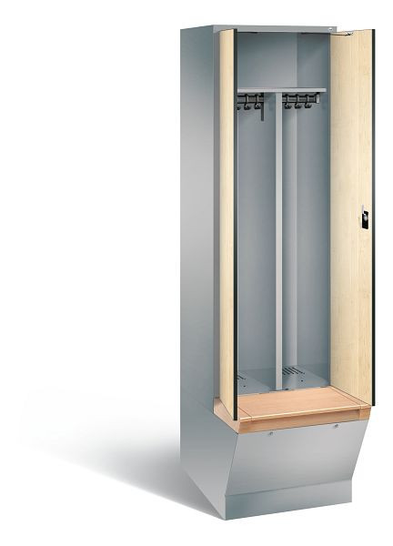 C+P Schwarz-Weiss-Spind Evolo, H2090xB610xT815mm, Farbe: Weißaluminium / Dekor Donau-Ahorn, 48056-20 S10344