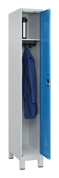 C+P Spind Evolo PLUS, mit Füßen, 1 Abteil, 1950x300x500mm, 7035/5012, Verschluss Zylinderschloss, Ablageböden 1, 049010-10 S10035