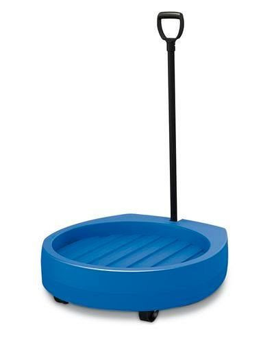 DENIOS Fassroller Poly200 D aus Polyethylen (PE), 2 Bockrollen, 2 Lenkrollen, blau, mit Zugdeichsel, 181867