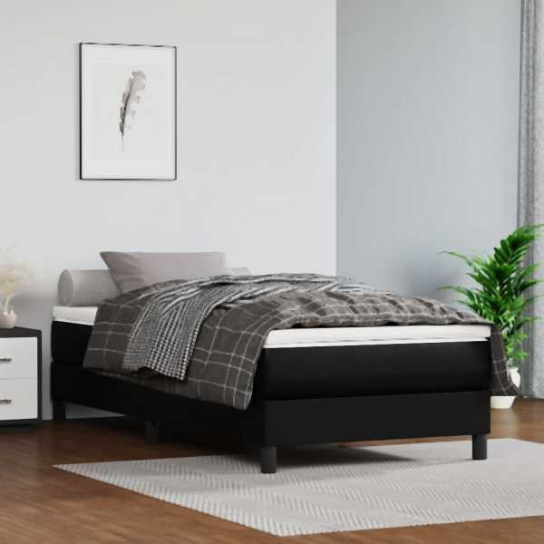 vidaXL Taschenfederkernmatratze Schwarz 100x200x20 cm Kunstleder, 347742