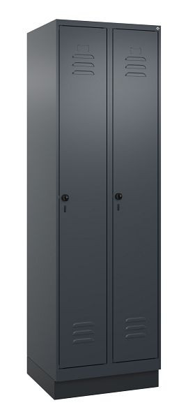 C+P Umkleidespind Classic PLUS mit Mitteltrennwand, Sockel, 2 Abteile, 1950x600x500mm, 7016/7016, Drehriegel, 080020-20F S10012