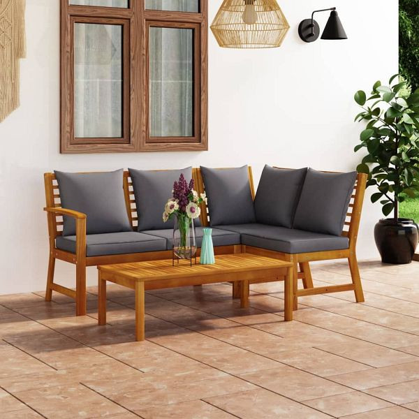 vidaXL 4-teilig Garten-Lounge-Set mit Auflagen Massivholz Akazie, 3057778