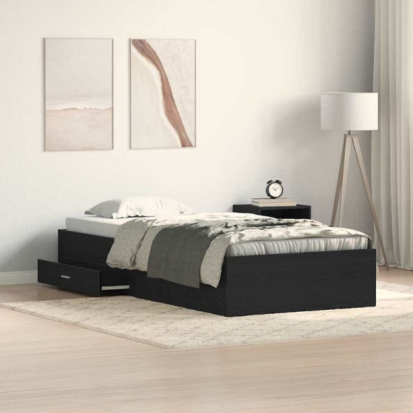vidaXL Bettgestell mit Schubladen Schwarze Eiche 90 x 200 cm, 3333989