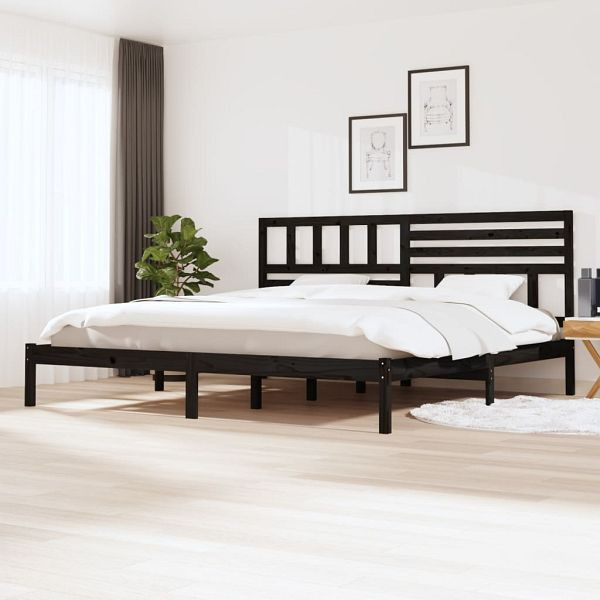 vidaXL Massivholzbett Schwarz Kiefer 200x200 cm, 3101047