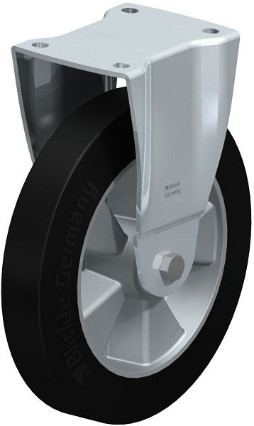 Blickle BH-ALEV 250K Stahlblech-Bockrolle, Schwerlast-Ausführung, mit Anschraubplatte, Elastik-Vollgummi, Schwarz, 281873