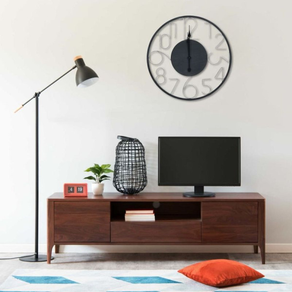 vidaXL Wanduhr Schwarz 60 cm Metall, 321461, 8720286061923