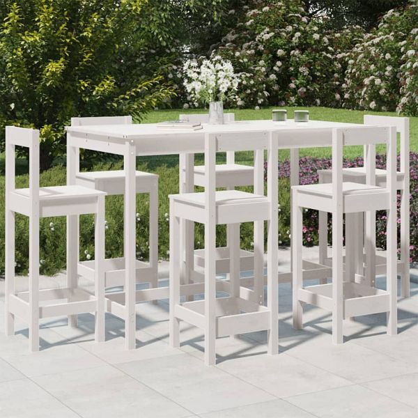 vidaXL 7-teilig Gartenbar-Set Weiß Massivholz Kiefer, 3154761